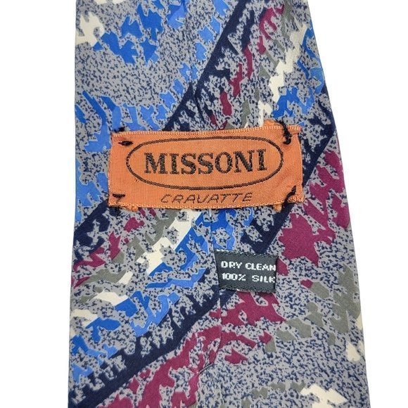 Missoni Cravatte 100% Silk Gray‎ Abstract Patterned Men's Dress Tie - Picture 2 of 2